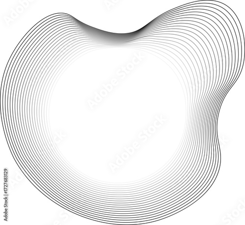 Vector with calm curved border lines and a soft glowing center that brightens toward the edge.