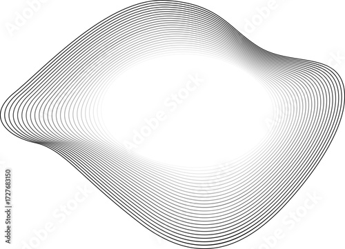 Circular design with a hand-drawn contour style and a glowing center of rising opacity.