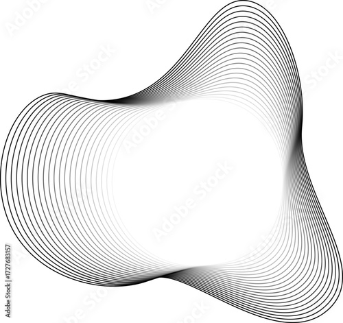 Freeform vector with curving layered borders around a glowing circular void.