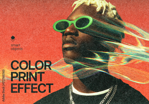 Color Print Photo Effect Mockup