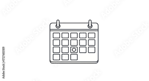 Simple Line Art Calendar Icon with Marked Date.