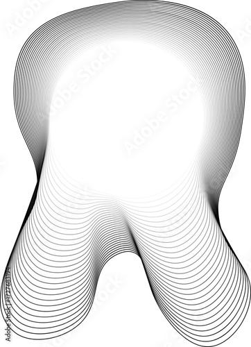 Circular element with rounded jagged edges resembling soft teeth and a central light focus.