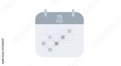 Simple Gray Calendar Showing February 15th Date.