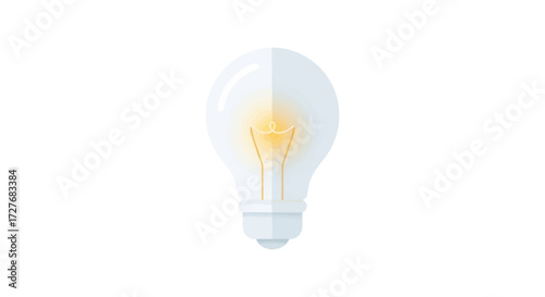 Illuminated Light Bulb Icon with Glowing Filament.