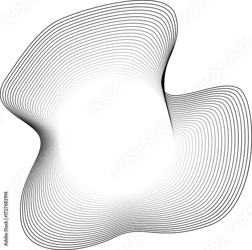 Irregular wavy contour surrounds a glowing central void in smooth layered design.