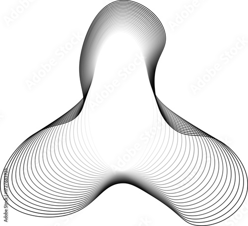 Composition featuring a central glowing void encircled by irregular, curved organic layers forming a fluid shape.