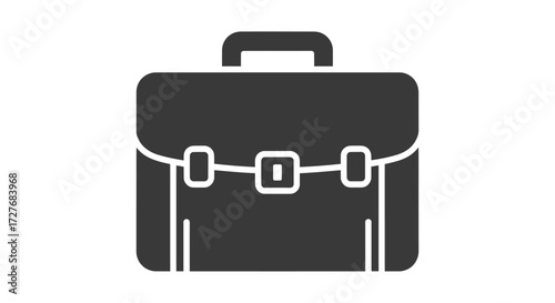 Black Business Briefcase with Handle and Buckle Closure.