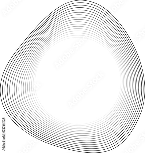 Element with light-centered circle and surrounding undulating contours creating a flowing abstract outline.