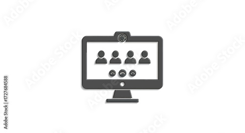 Digital Computer Screen Displaying a Video Conference with Multiple Participants.