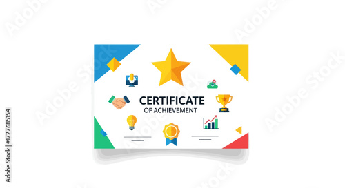 Colorful Certificate of Achievement with Star and Graphic Elements.