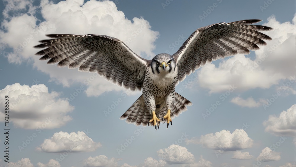 Fototapeta premium Falcon in flight against a cloudy sky (1)