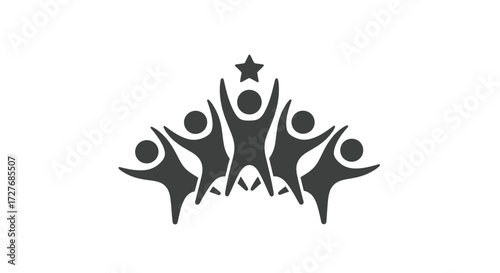 Group of People Reaching for a Star Teamwork and Success Concept.