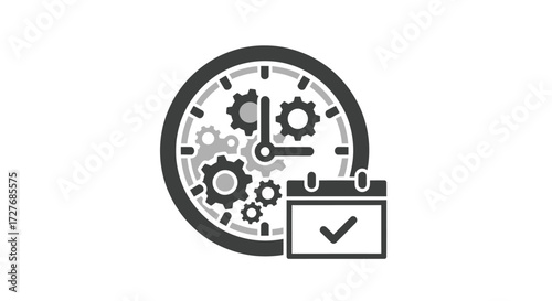 Clockwork Calendar: Time Management and Scheduling Icon.