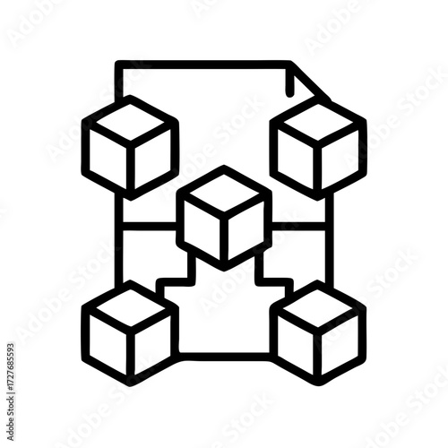 Blockchain technology diagram representing decentralized network data structure illustration vector