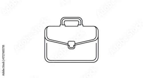 Simple Line Art Illustration of a Classic Briefcase with Handle and Clasp.