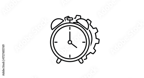 Clock with Gear: Time Management and Efficiency Concept Illustration.