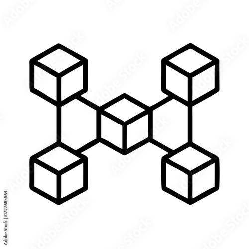 Abstract network connection of cubes icon vector illustration for blockchain technology design