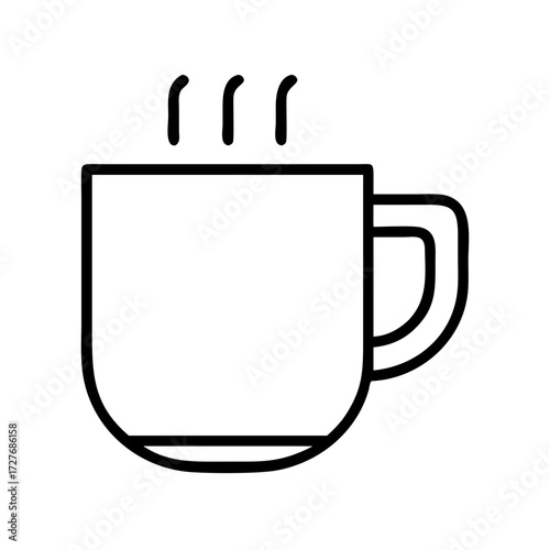 Vector graphic of a steaming coffee cup illustration for cafe menu and drink designs usage