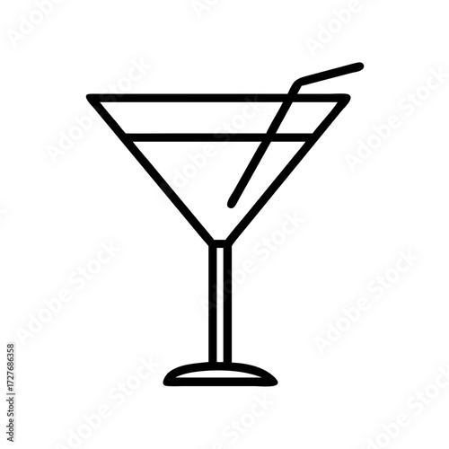 Vector illustration of a martini glass with straw perfect for bar menu and cocktail design use