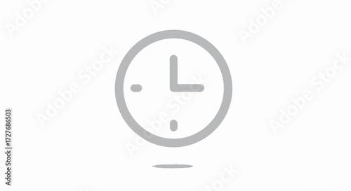 Simple Gray Line Drawing of an Analog Clock.