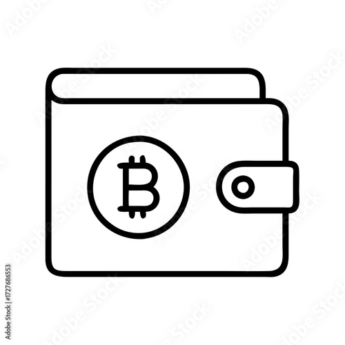 Bitcoin wallet icon for cryptocurrency digital currency and blockchain technology concept design