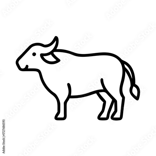 Outline drawing of a water buffalo vector illustration farm animal clip art design template icon 90