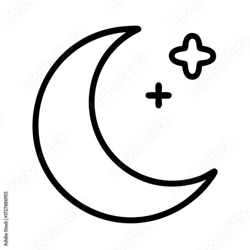 Vector illustration of crescent moon and stars night sky astrology celestial design icon element graphic