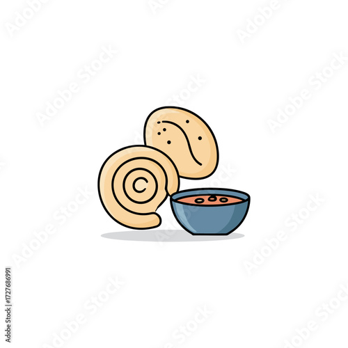 Fufu icon logo flat vector design