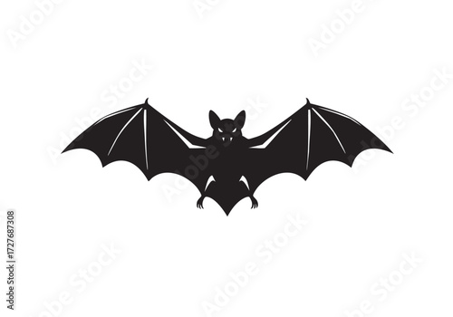Spooky bat silhouette with sharp teeth and wide wings for your Halloween designs