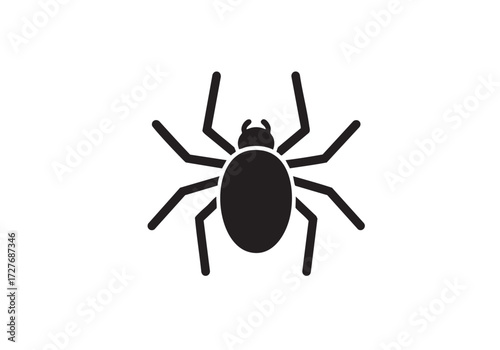 Spooky black spider icon perfect for Halloween designs and creepy crawly themes