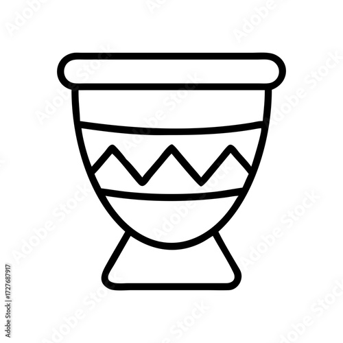 Vector illustration of a djembe drum african percussion instrument outline drawing isolated art