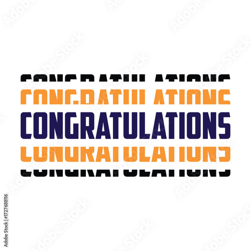 "Congratulations!" greeting sign. Congrats Graduated. Handwritten modern brush lettering with golden stars and academic cap. Text for card, T-shirt print, banner, poster. Isolated vector