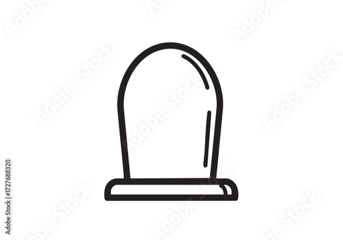 Simple gravestone icon for remembrance and memorial design, vector outline art