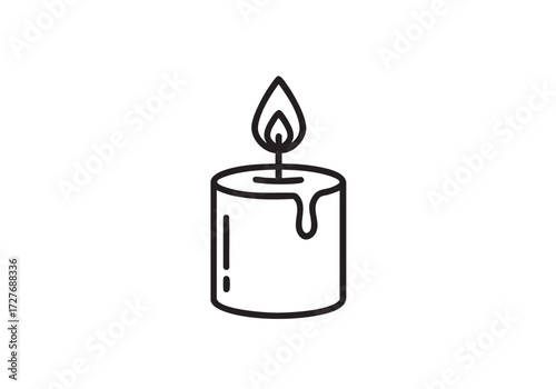 Elegant minimalist candle icon with flickering flame perfect for cozy designs