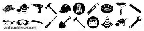 Foto Vector art of collection of construction and diy tools and equipment icons