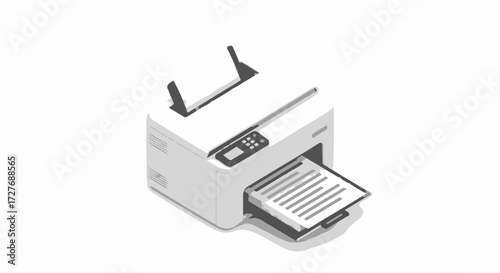 Modern Multifunction Printer in Isometric View.