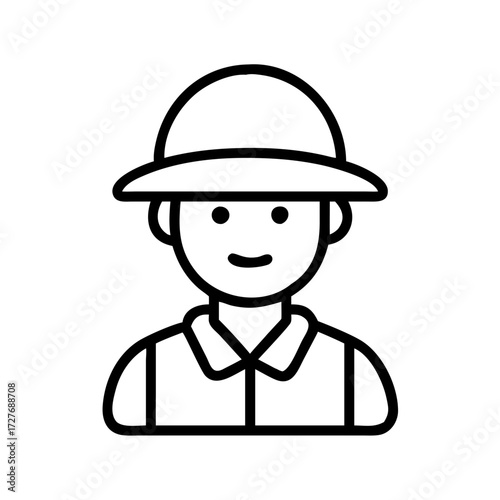 Illustration of a person wearing a pith helmet safari hat adventure travel guide explorer icon vector