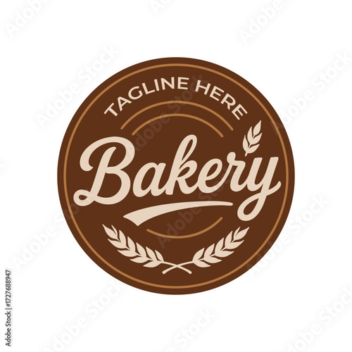 Classic Bakery Logo Emblem with Wheat for Organic Bread Branding