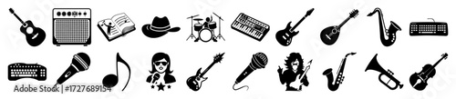 Vector art of collection of musical instruments and symbols
