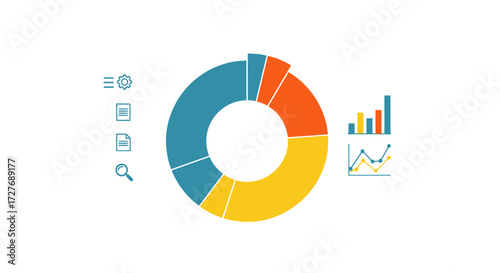 Multi-Section Pie Chart with Supporting Data Visualization.