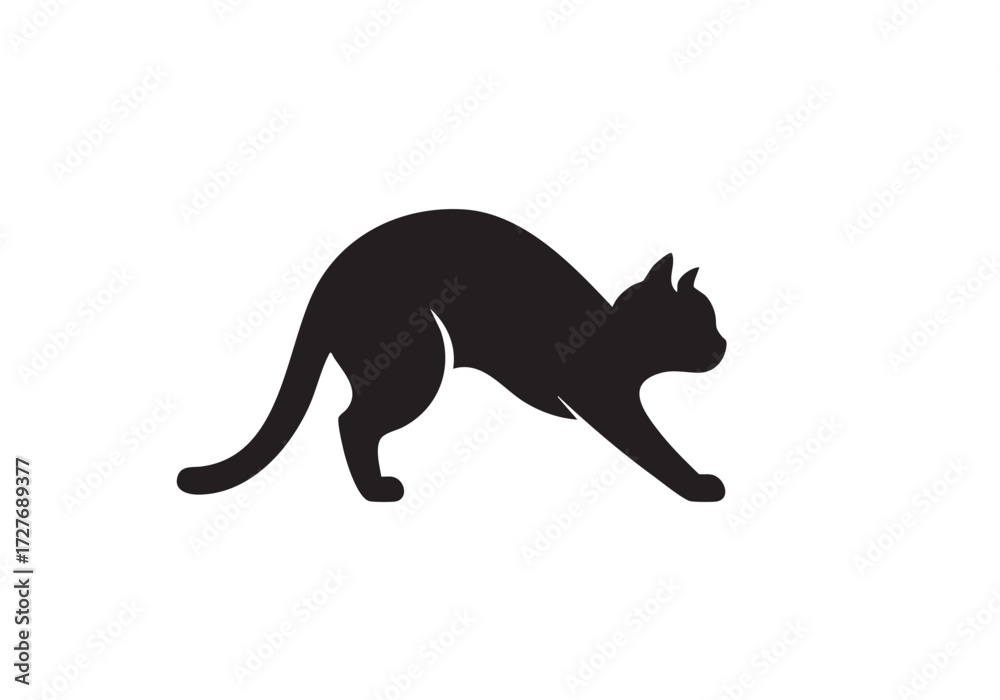 Fototapeta premium Elegant black cat silhouette, poised and ready to pounce with sleek modern design