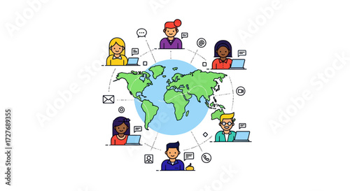 Global Teamwork: Diverse Professionals Connected via Technology.