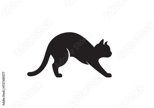 Elegant black cat silhouette, poised and ready to pounce with sleek modern design