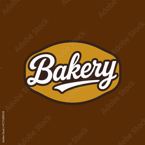Vintage Retro Bakery Script Logo Design Emblem Food Business Signage
