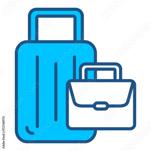 Travel Bag Icon In Blue Monochrome Flat Design, Vector Illustration