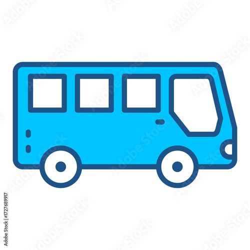 Transport Icon In Blue Monochrome Flat Design, Vector Illustration