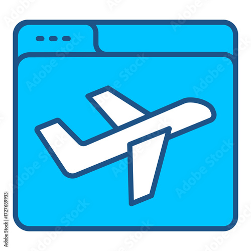 Travel Website Icon In Blue Monochrome Flat Design, Vector Illustration
