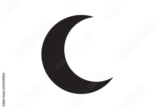Mysterious crescent moon shining bright against a white night sky backdrop