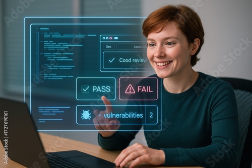Code review process for software development office setting digital interface professional environment close-up view cybersecurity vulnerabilities