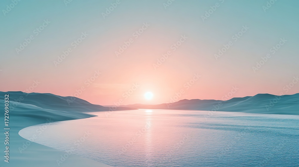Naklejka premium Minimalist pink sunset with floating sphere design high resolution picture
